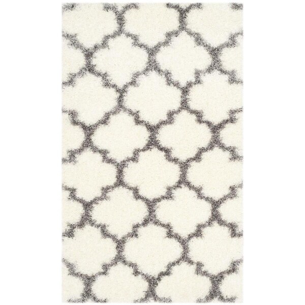 Safavieh 4 x 6 ft. Montreal Shag Power Loomed Medium Rectangular Area Rug; Ivory & Grey SGM832B-4 - main
